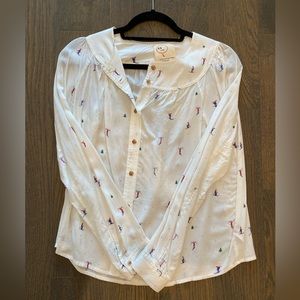 Anthropologie Ski Motif Blouse - Size 4 (Small)
